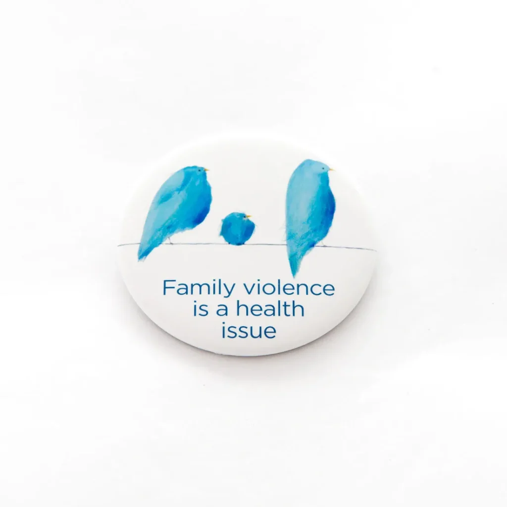 Button badge to promote charitable cause